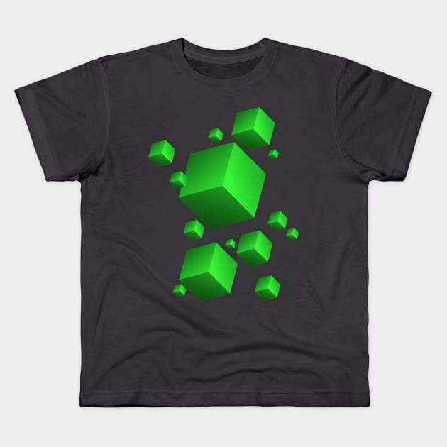 Floating Cubes Green Kids T-Shirt by Studio DAVE